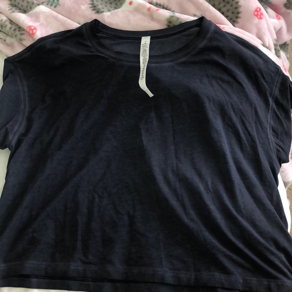 Darker Blue dyed lululemon cropped tee